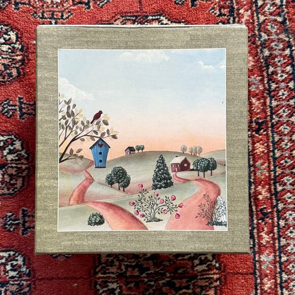 New Seasons Robin Moro Cardboard Keepsake Box with 15 Dividers 9-1/2" x 10" - Picture 1 of 9